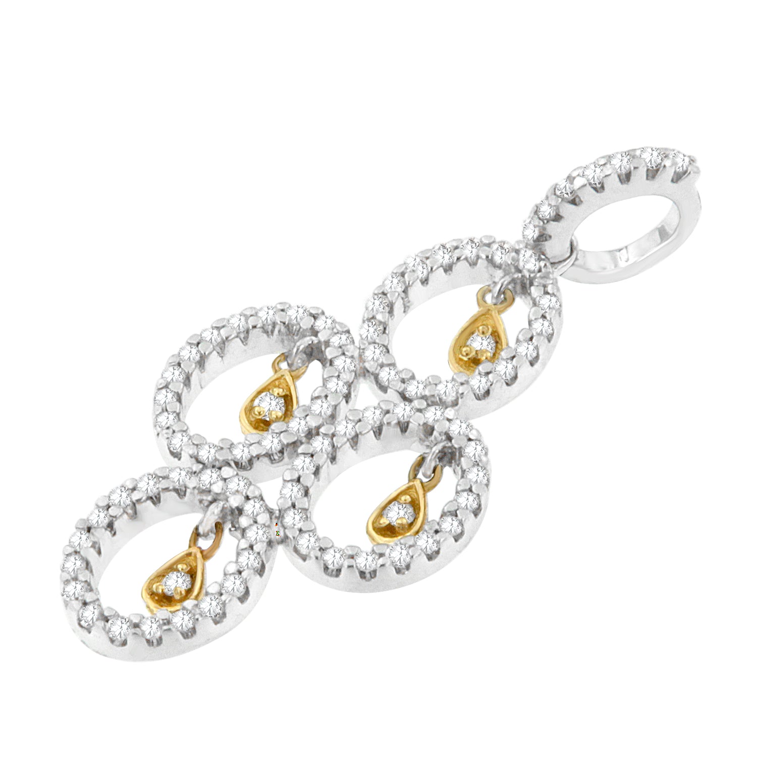 14K Two- Toned Gold 2/5 cttw Round Diamond Pendant Necklace (H-I, I1-I2) Bids.com