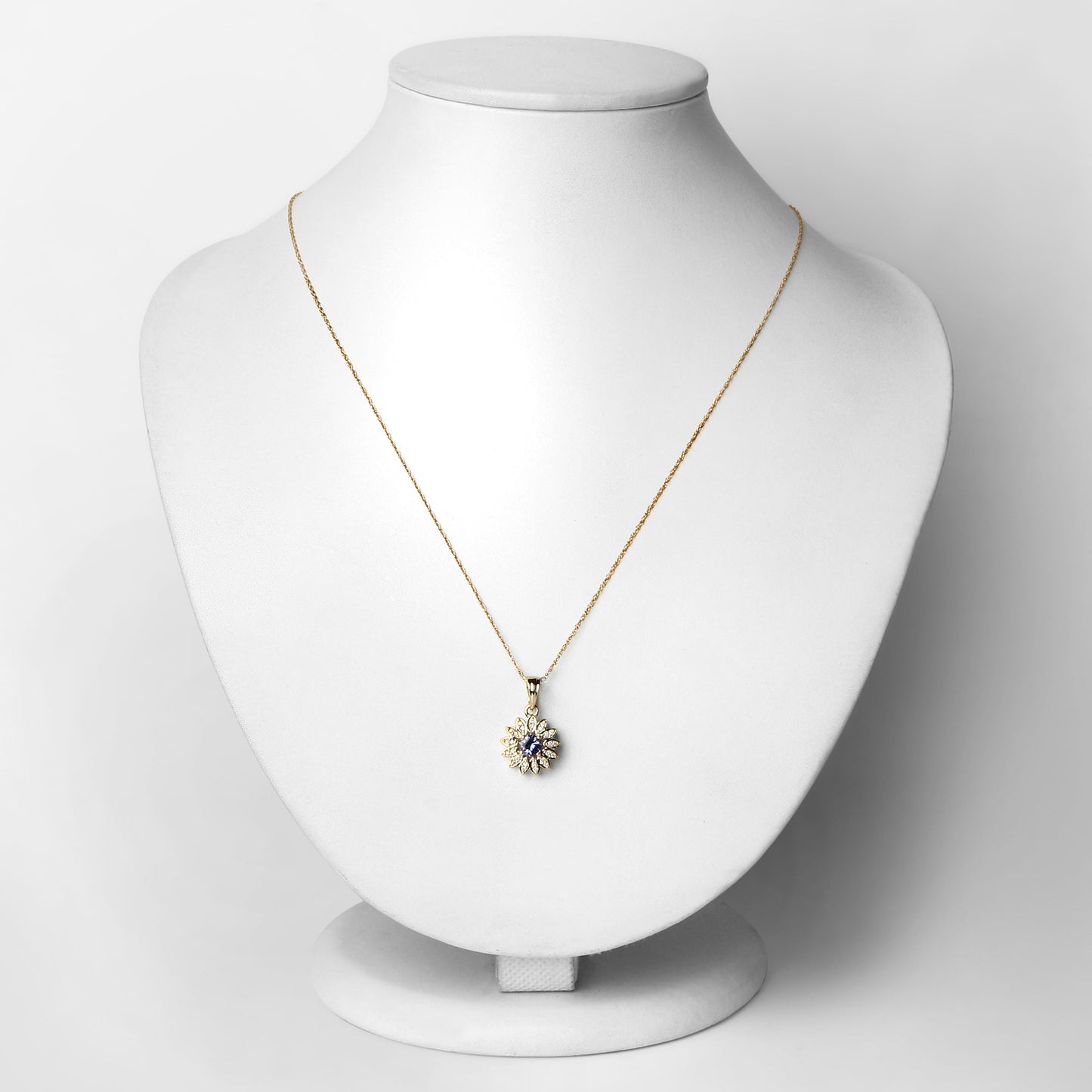 0.31 Carat Genuine Tanzanite and White Diamond 14K Yellow Gold Pendant Bids.com