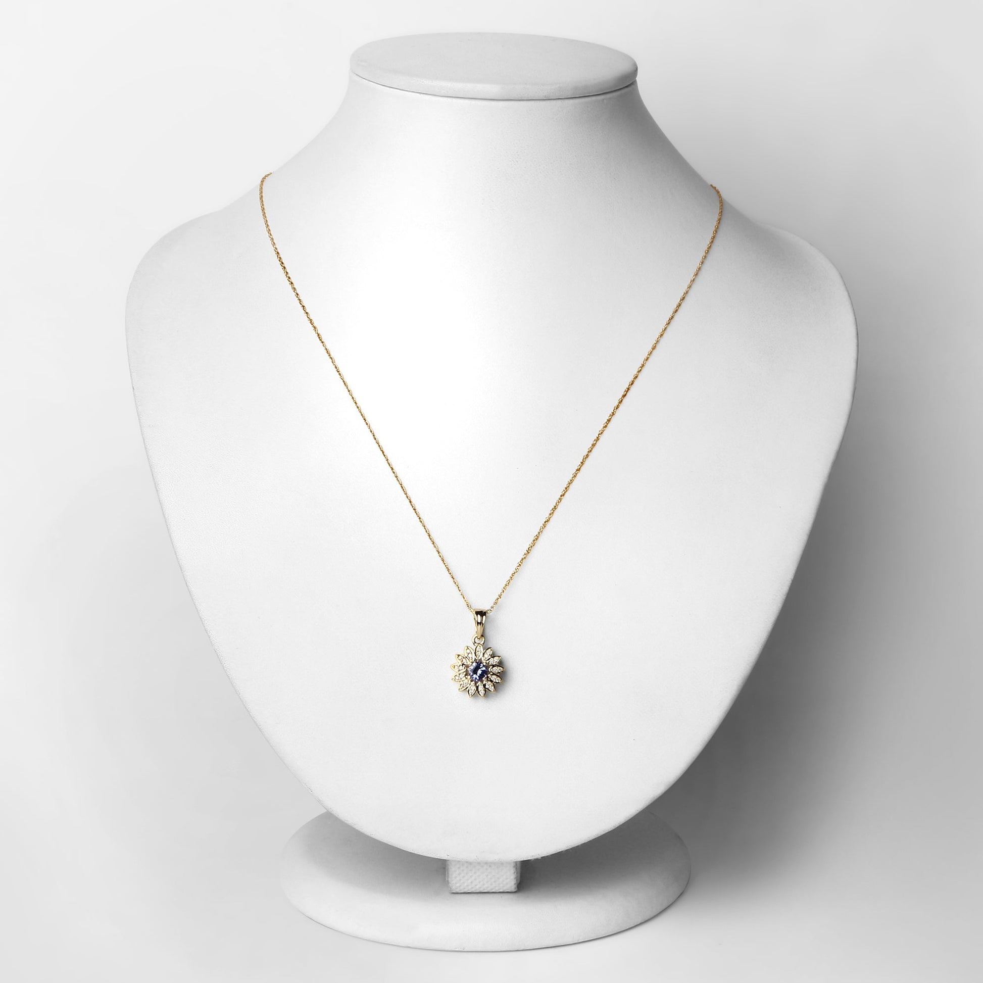 0.31 Carat Genuine Tanzanite and White Diamond 14K Yellow Gold Pendant Bids.com