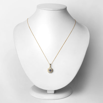 0.31 Carat Genuine Tanzanite and White Diamond 14K Yellow Gold Pendant Bids.com