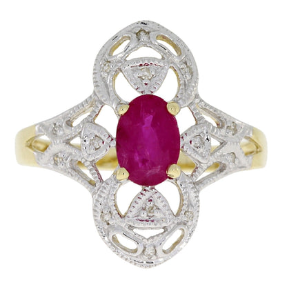 Genuine 1.05ct Ruby Diamond Ring 10KT Yellow Gold Bids.com