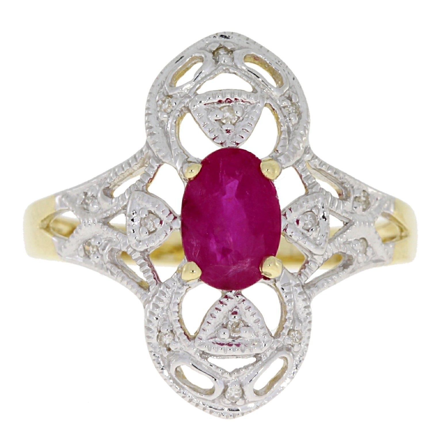 Genuine 1.05ct Ruby Diamond Ring 10KT Yellow Gold Bids.com
