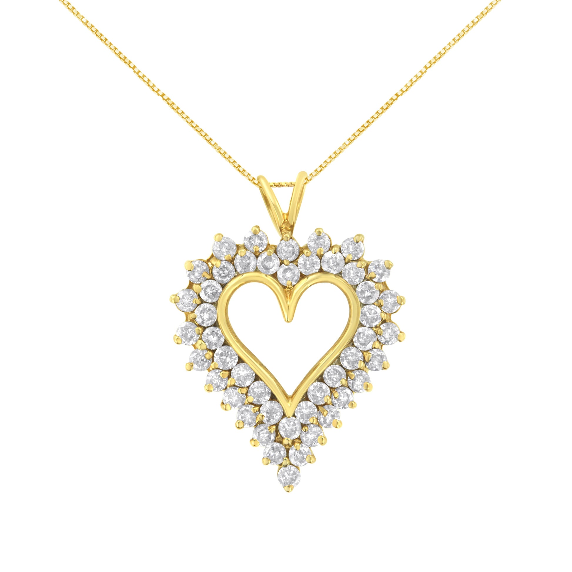 14K Yellow Gold .925 Sterling Silver 4 cttw Round-cut Diamond Cluster Heart Pendant Necklace (K-L Color, I1-I2 Clarity) Bids.com