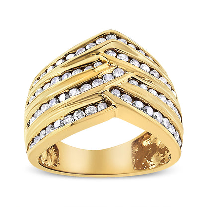 10K Yellow Gold Plated .925 Sterling Silver 1 1/2 Cttw Diamond Channel Band (Champagne Color, I2-I3 Clarity) Ring Size 7 Bids.com