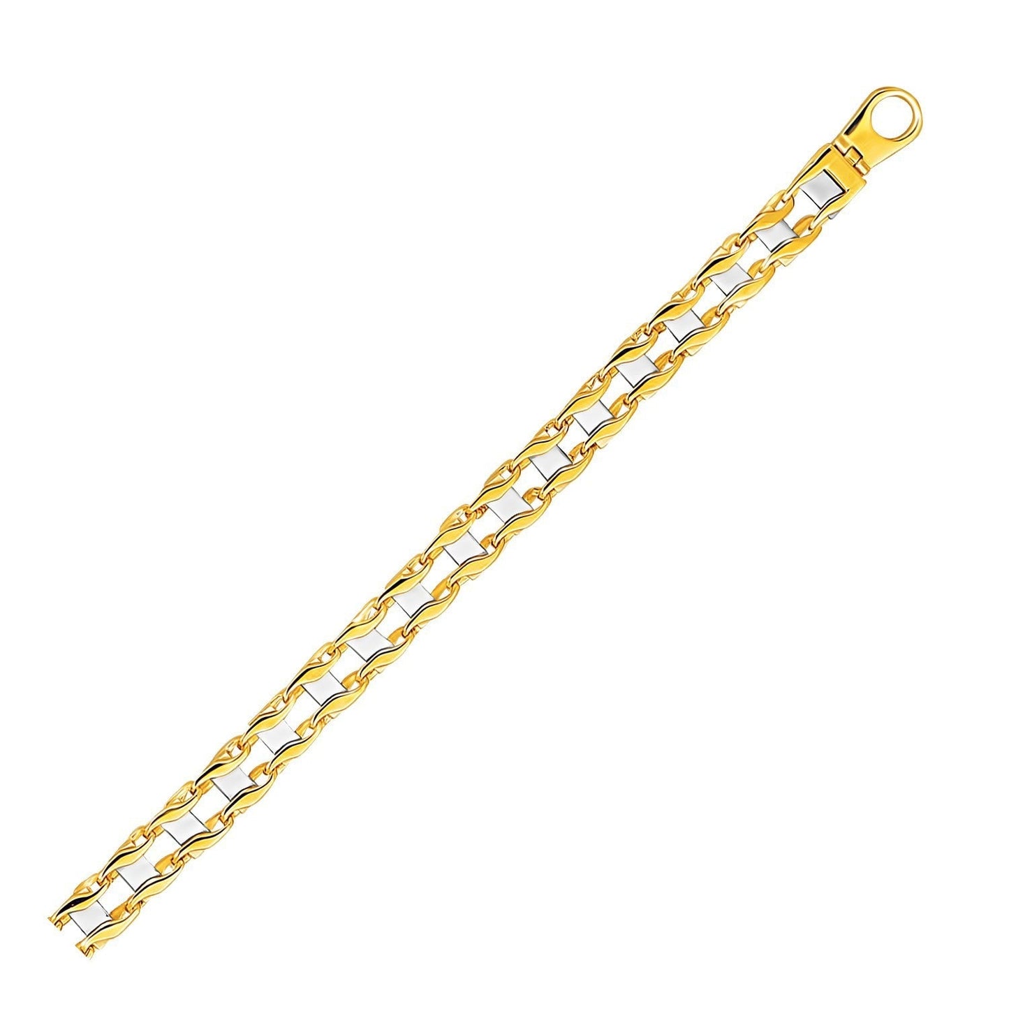 14k Two-Tone Gold Men's Bracelet with S Style Bar Links Bids.com