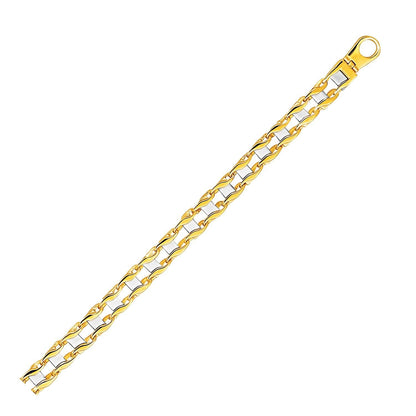 14k Two-Tone Gold Men's Bracelet with S Style Bar Links Bids.com
