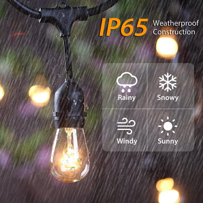 48ft Outdoor String Light Waterproof Patio String Lights Bulbs DailySale