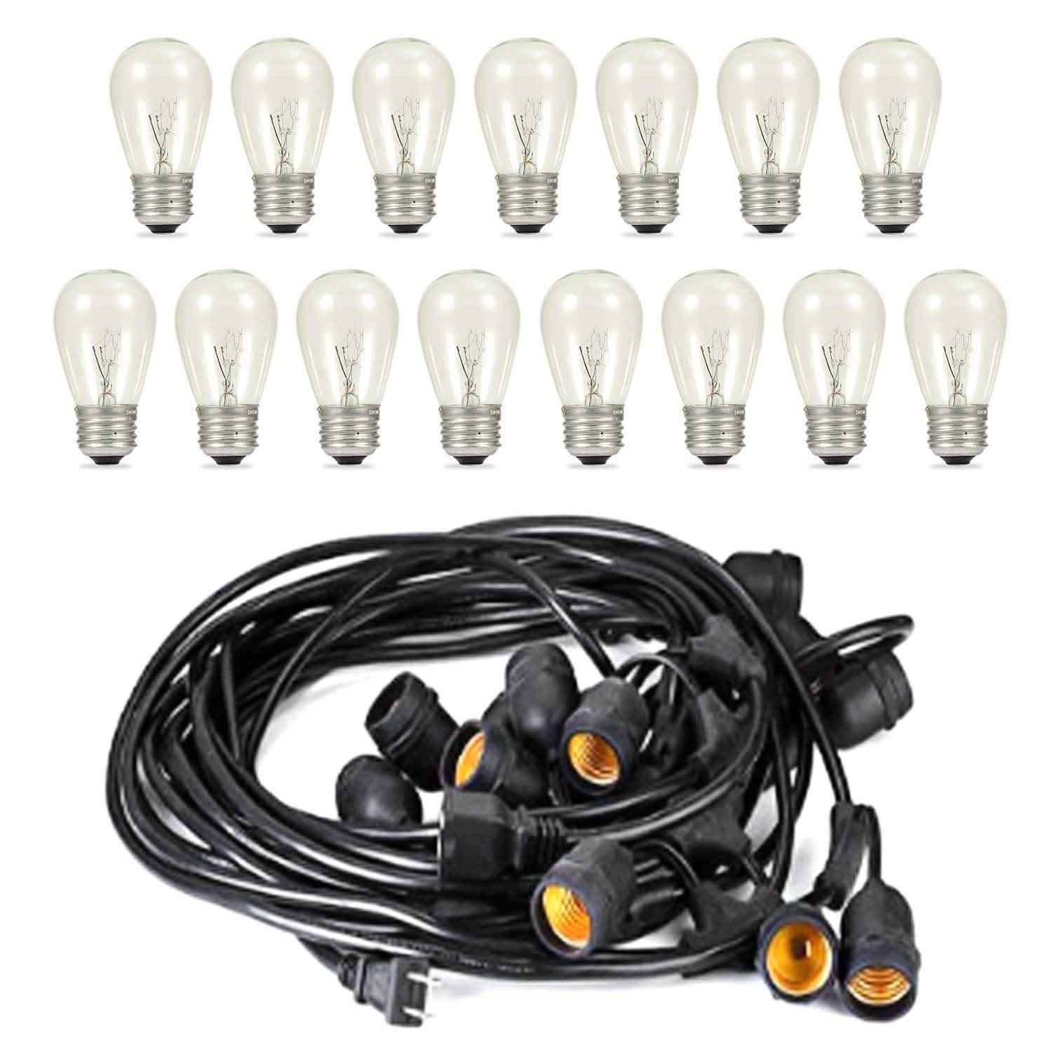 48ft Outdoor String Light Waterproof Patio String Lights Bulbs DailySale