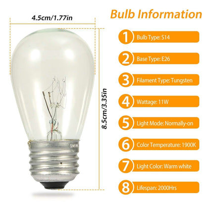 48ft Outdoor String Light Waterproof Patio String Lights Bulbs DailySale