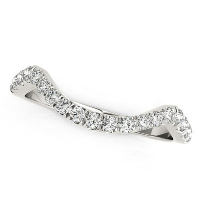 14k White Gold Modern Curved Style Pave Diamond Wedding Band (1/5 cttw) Bids.com