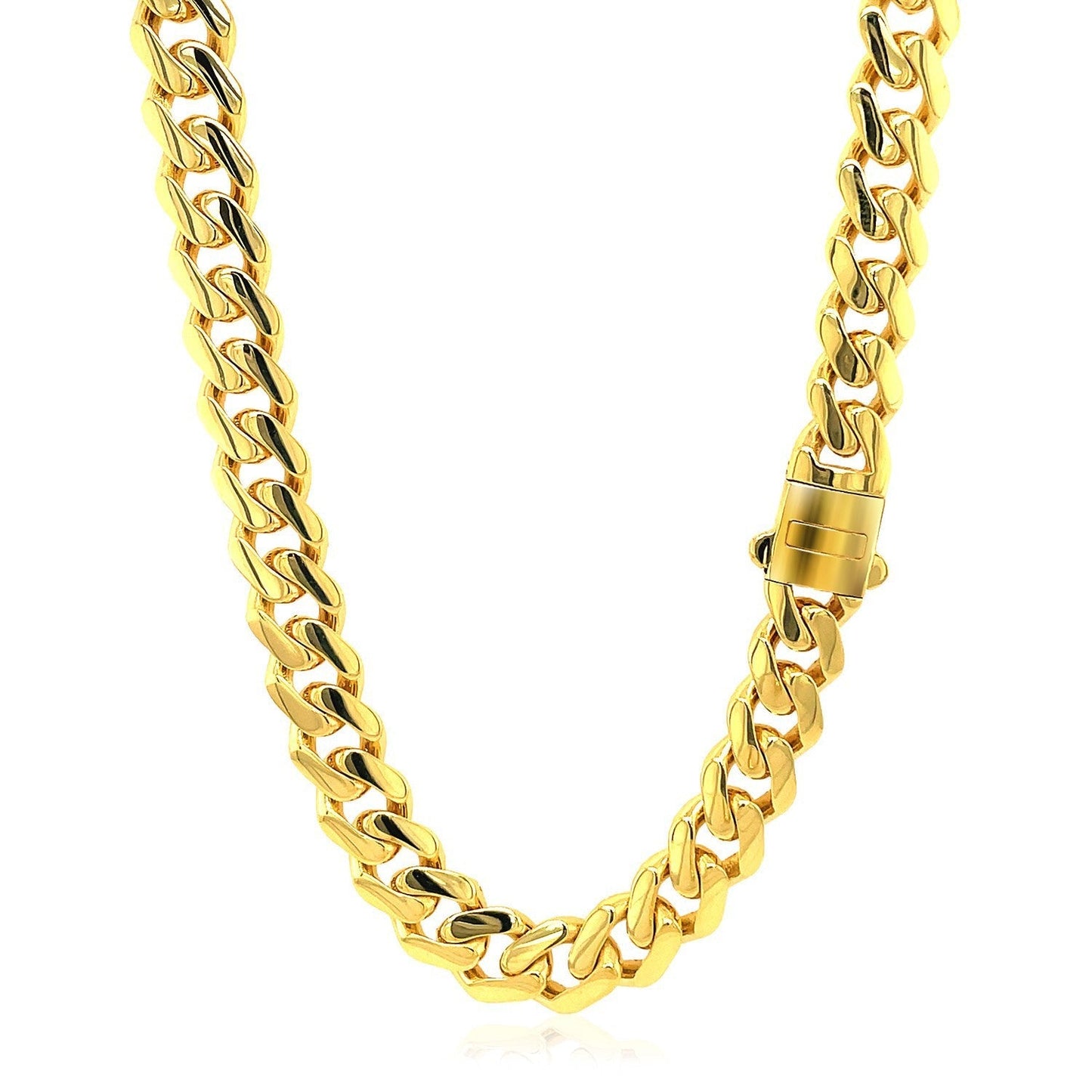 14k Yellow Gold Polished Miami Cuban Chain Necklace Bids.com
