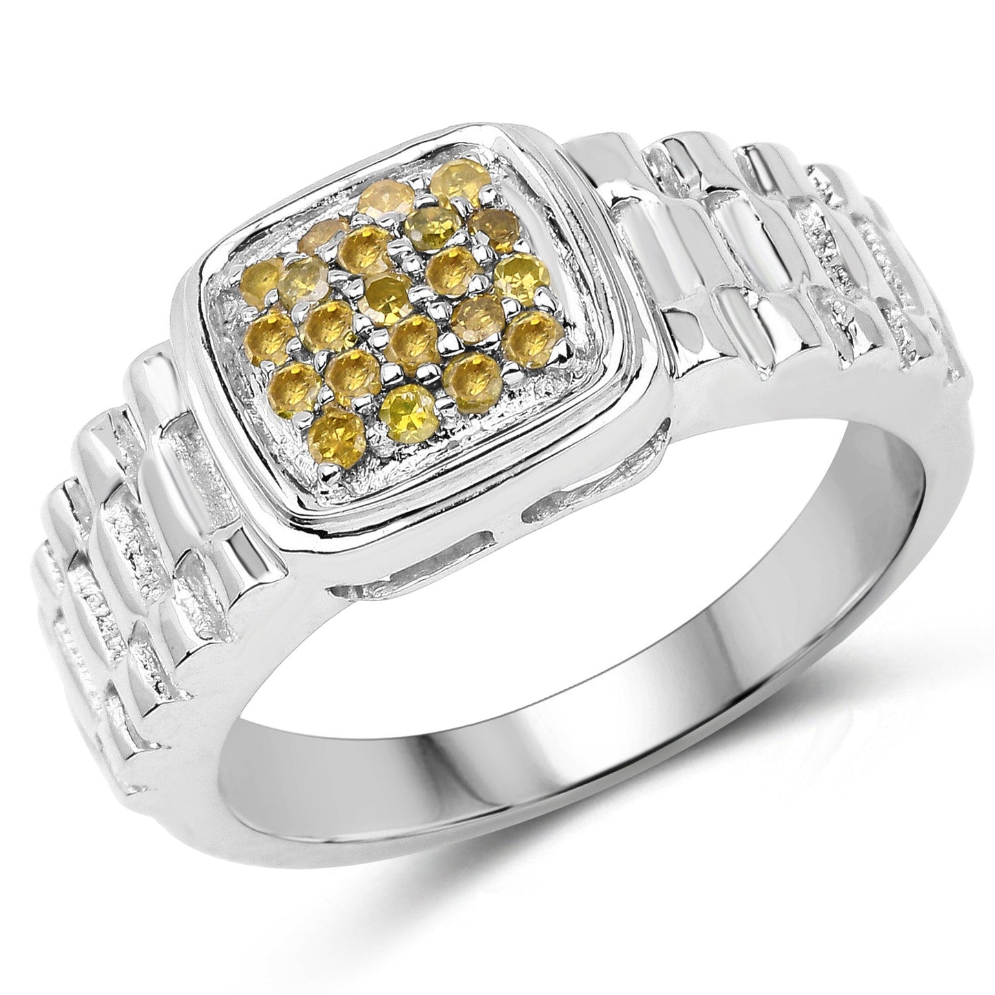 0.25 Carat Genuine Yellow Diamond .925 Sterling Silver Ring Bids.com