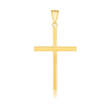 14k Yellow Gold Polished Flat Cross Pendant Bids.com