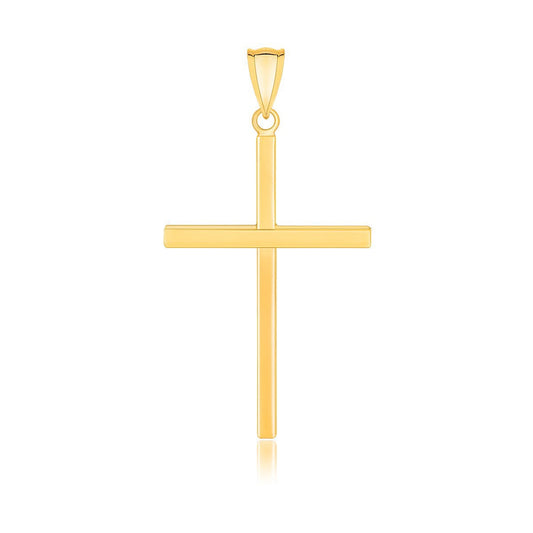 14k Yellow Gold Polished Flat Cross Pendant Bids.com