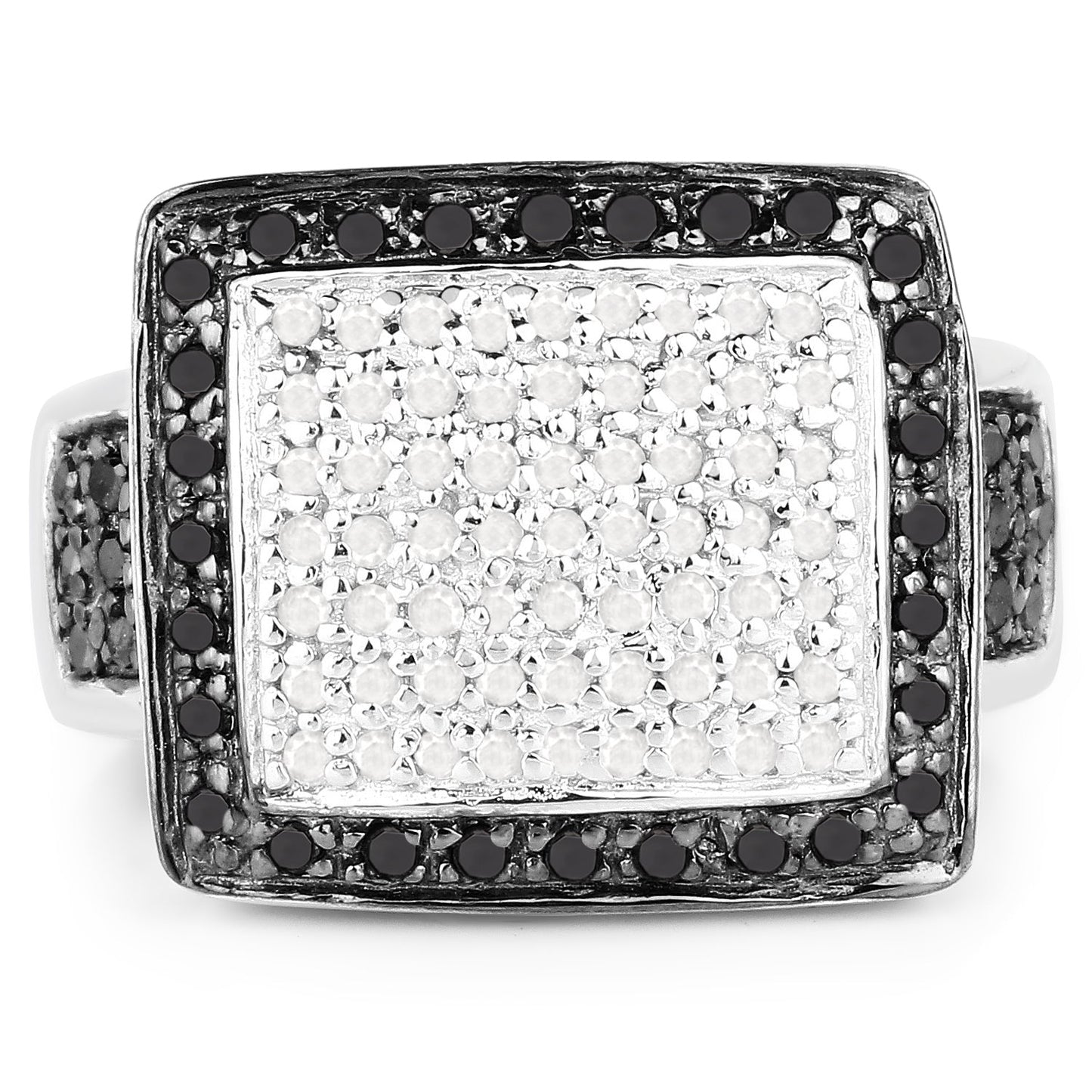 0.61 Carat Genuine Black Diamond and White Diamond .925 Sterling Silver Ring Bids.com