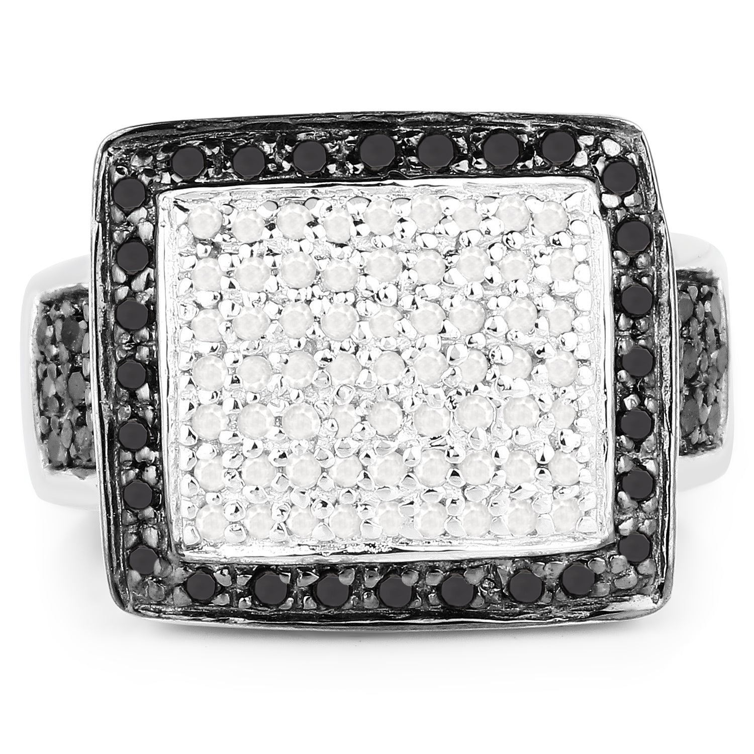 0.61 Carat Genuine Black Diamond and White Diamond .925 Sterling Silver Ring Bids.com