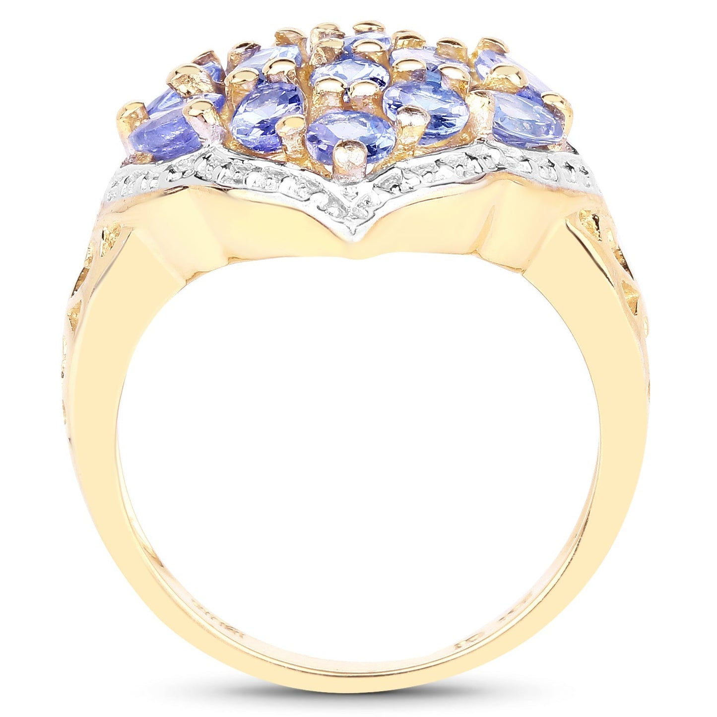 14K Yellow Gold Plated 2.38 Carat Genuine Tanzanite .925 Sterling Silver Ring Bids.com