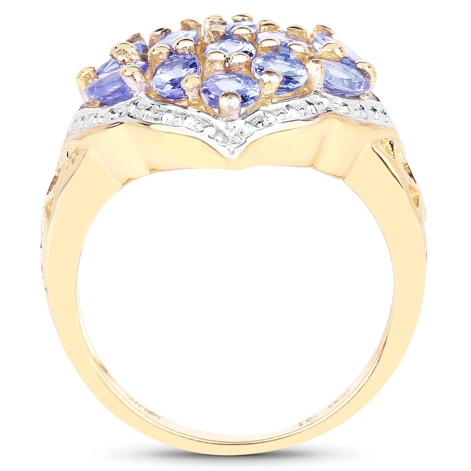 14K Yellow Gold Plated 2.38 Carat Genuine Tanzanite .925 Sterling Silver Ring Bids.com