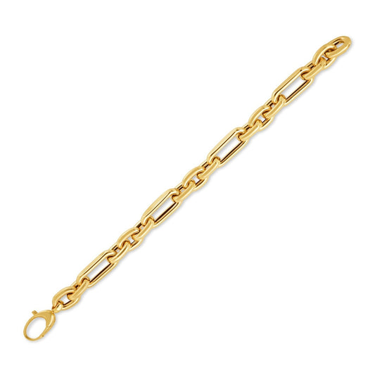 14k Yellow Gold Italian Alternating Paperclip Oval Links Bracelet (9.30 mm) Bids.com