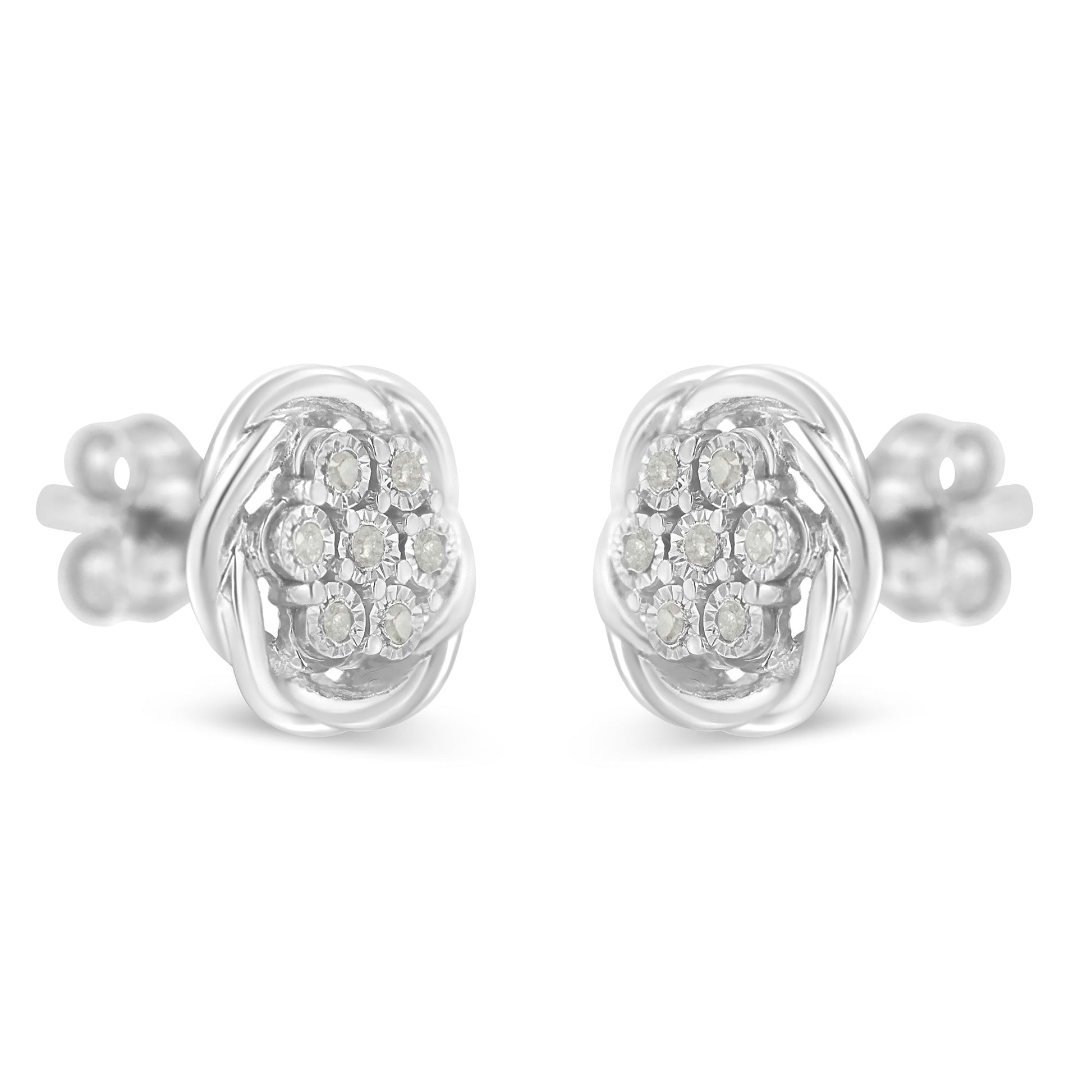 Sterling Silver Diamond Swirl Cluster Stud Earrings (1/6 cttw, I-J Color, I2-I3 Clarity) Bids.com