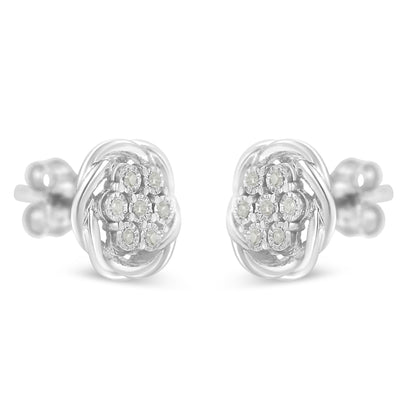 Sterling Silver Diamond Swirl Cluster Stud Earrings (1/6 cttw, I-J Color, I2-I3 Clarity) Bids.com
