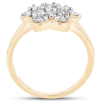 14K Yellow Gold Plated 0.07 Carat Genuine White Diamond .925 Sterling Silver Ring Bids.com