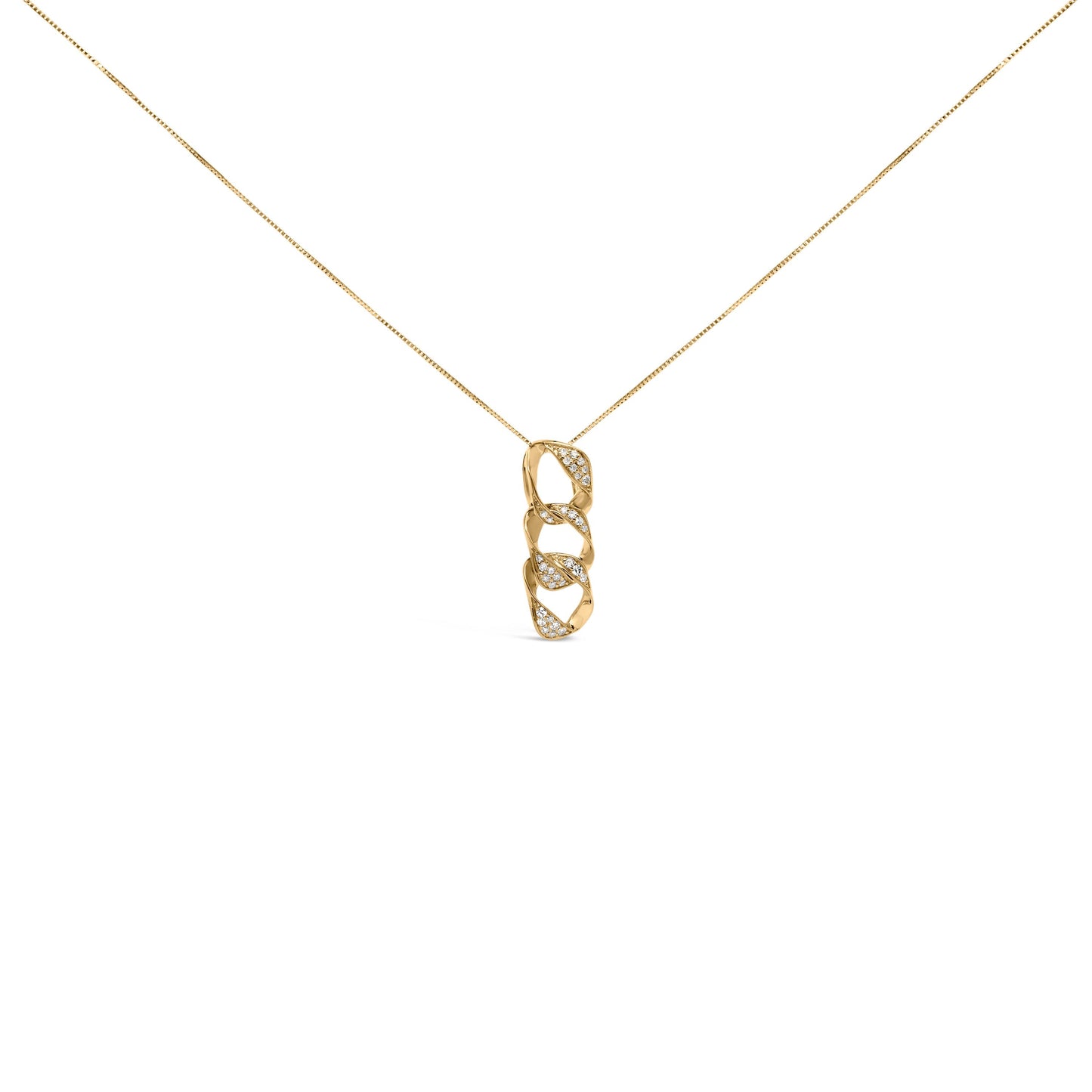 14K Yellow Gold Plated .925 Sterling Silver 1/6 Cttw Diamond Interlocking Triple Asymmetric Circle Hoop 18" Pendant Necklace (H-I Color, I1-I2 Clarity) Bids.com
