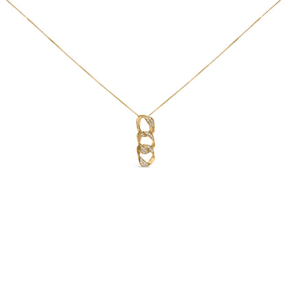 14K Yellow Gold Plated .925 Sterling Silver 1/6 Cttw Diamond Interlocking Triple Asymmetric Circle Hoop 18" Pendant Necklace (H-I Color, I1-I2 Clarity) Bids.com