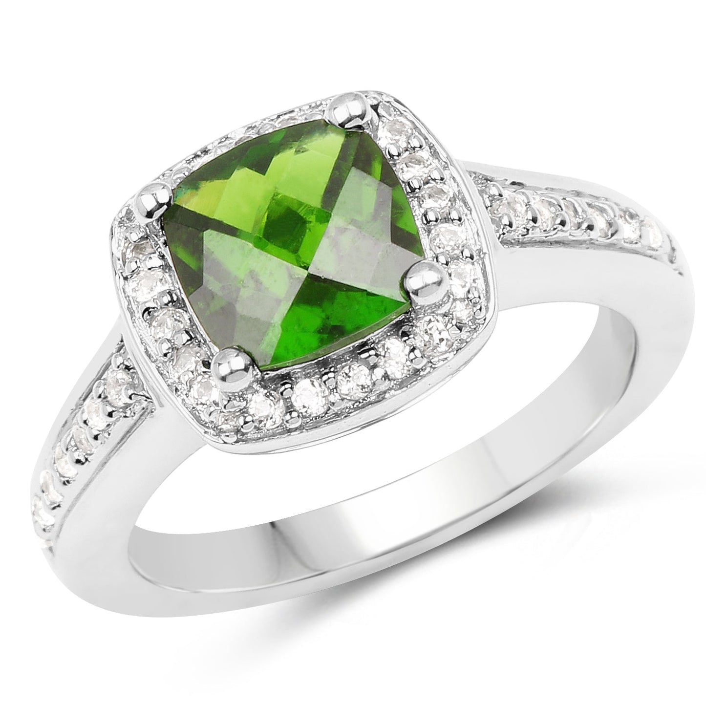 1.67 Carat Genuine Chrome Diopside & White Topaz .925 Sterling Silver Ring Bids.com