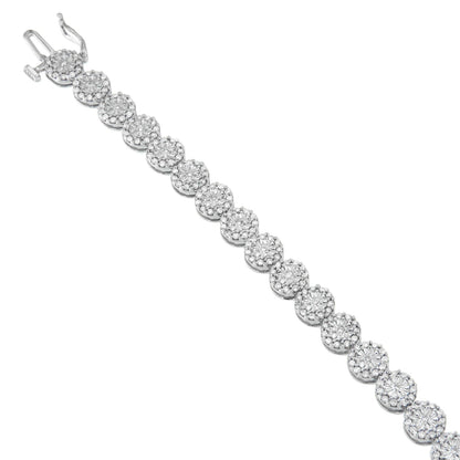 14K White Gold 2.00 Cttw Diamond Halo Link Tennis Bracelet (H-I Color, I1-I2 Clarity) - 7" Inches Bids.com