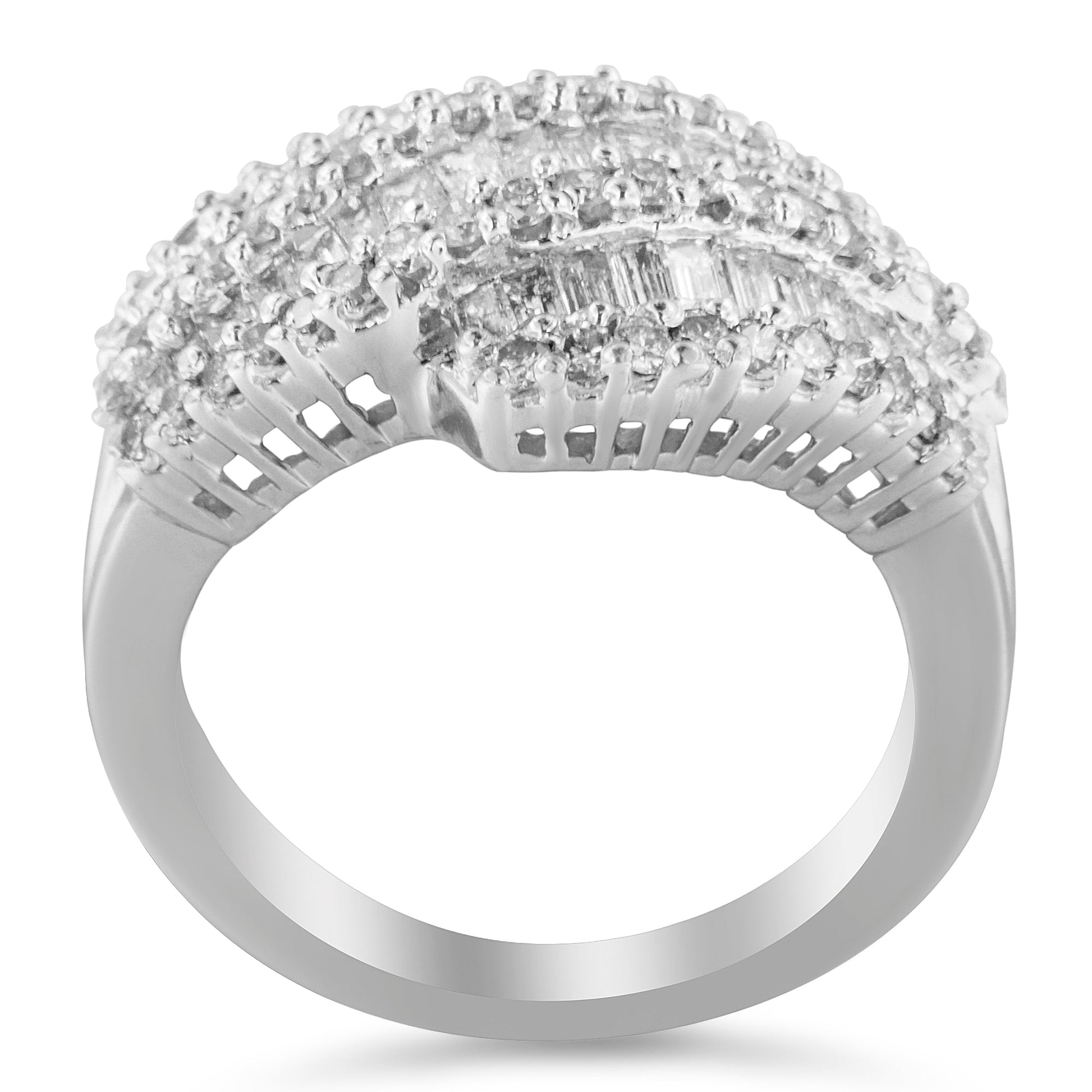 14K White Gold Diamond Cocktail Ring Band (1 3/4 Cttw, H-I Color, SI2-I1 Clarity) - Size 6-1/2 Bids.com