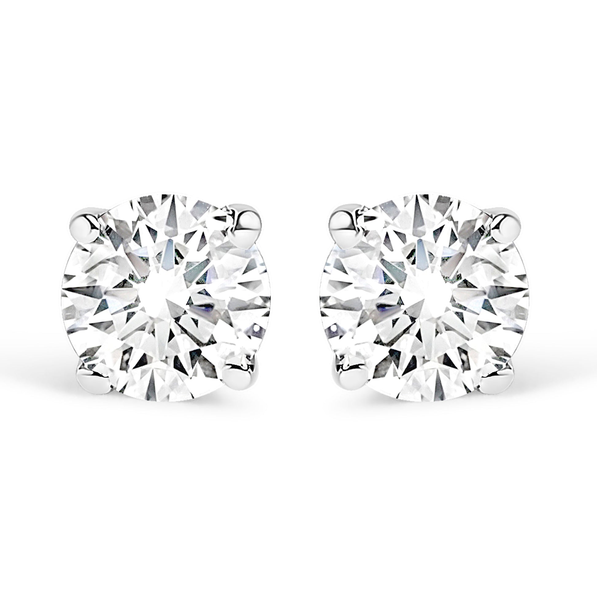 14K White Gold 1.0 Cttw 4-Prong Set Brilliant Round-Cut Solitaire Lab Grown Diamond Push Back Stud Earrings (E-F Color, VVS2-VS1 Clarity) Bids.com