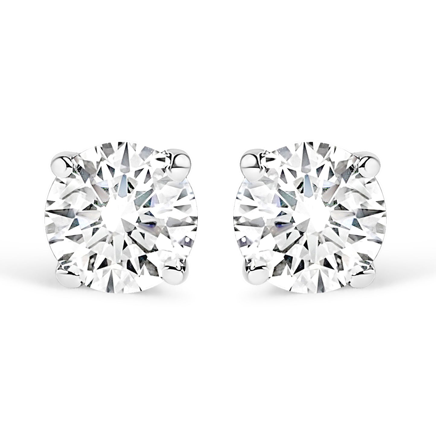 IGI Certified 14K White Gold 1.0 Cttw 4-Prong Set Brilliant Round-Cut Solitaire Natural Diamond Push Back Stud Earrings (G-H Color, I1-I2 Clarity) Bids.com