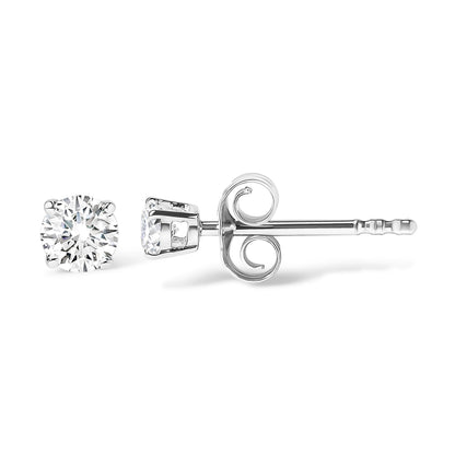 AGS Certified 14K White Gold 1.0 Cttw 4-Prong Set Brilliant Round-Cut Solitaire Diamond Push Back Stud Earrings (G-H Color, SI2-I1 Clarity) Bids.com