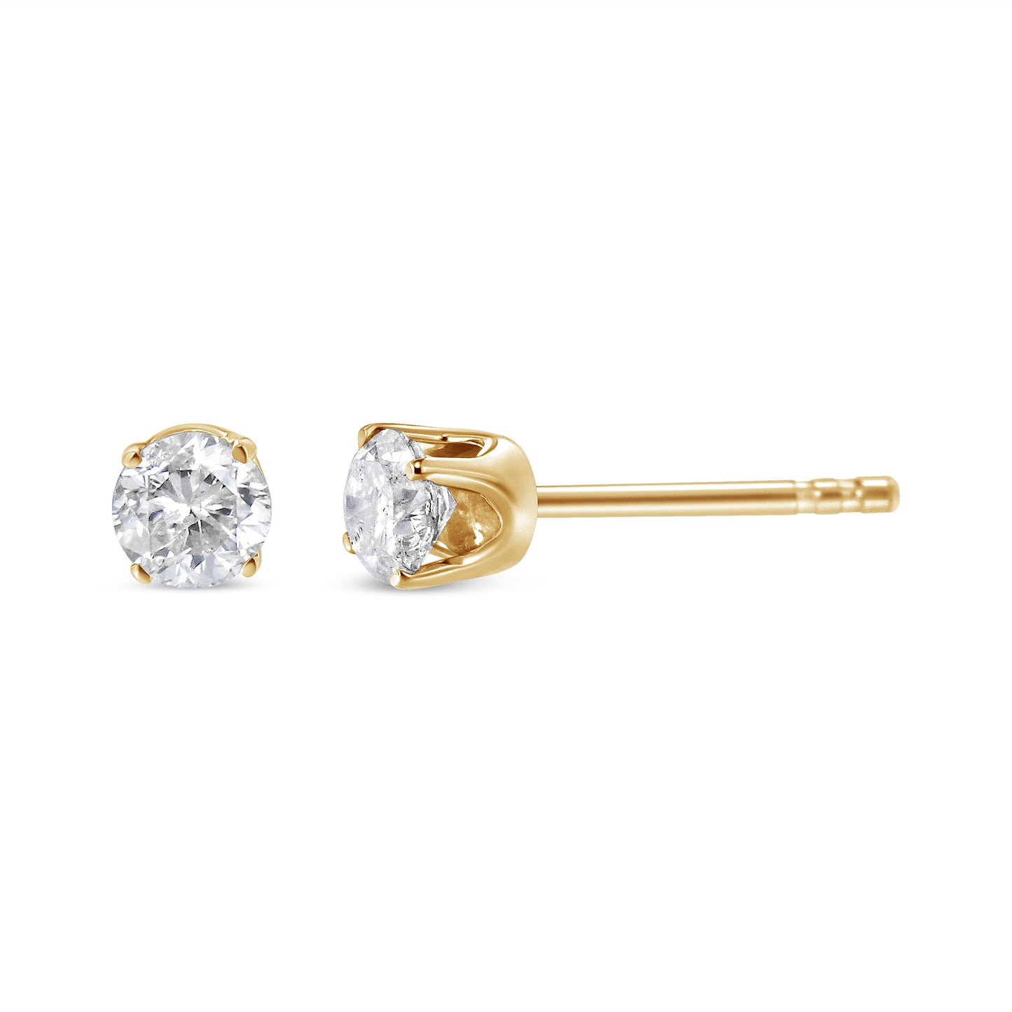 AGS Certified 14K Yellow Gold 1/2 Cttw 4 Prong Set Brilliant Round-Cut Solitaire Diamond Push Back Stud Earrings (O-P, Color, SI2-I1 Clarity) Bids.com