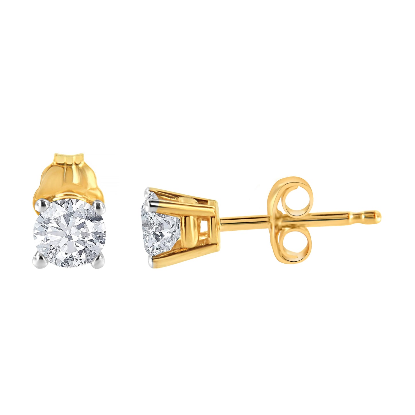 14K Yellow Gold 1/2 Cttw Round-Cut Diamond Solitaire Stud Earrings (O-P Color, SI2-I1 Clarity) Bids.com