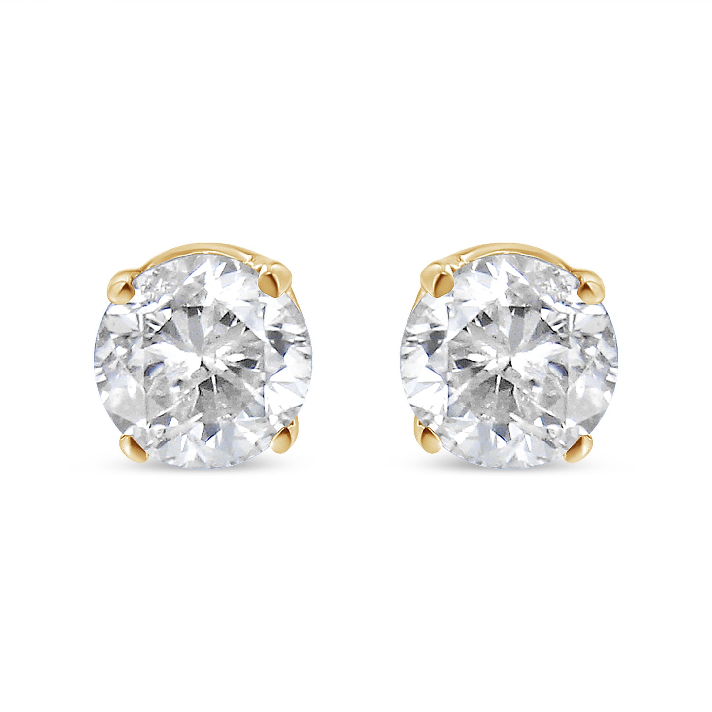 AGS Certified 14K Yellow Gold 1/2 Cttw 4 Prong Set Brilliant Round-Cut Solitaire Diamond Push Back Stud Earrings (O-P, Color, SI2-I1 Clarity) Bids.com