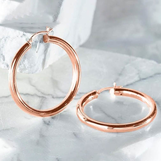 25mm Classic French Lock Hoops in Solid Sterling Silver DailySale