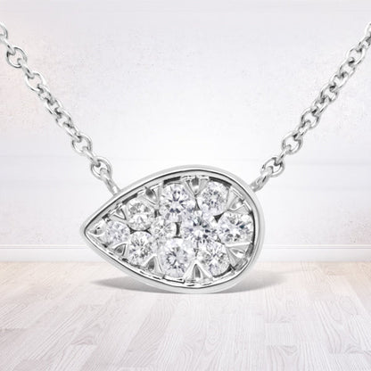 14K White Gold 1/4 Cttw Round Diamond Composite Teardrop Shape 18" Pendant Necklace - (G-H Color, SI2-I1 Clarity) Bids.com