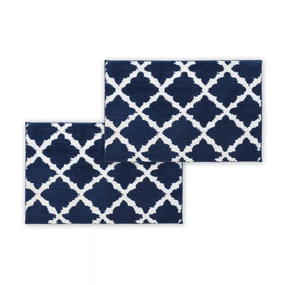 Bibb Home 1-2 Pack Trellis Micro Shag Bath Rugs 17" X 24" DailySale