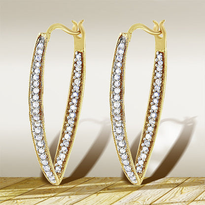 10K Yellow Gold 1/2 Cttw Round-Cut Diamond Modern Hoop Earrings (I-J Color, I2-I3 Clarity) Bids.com