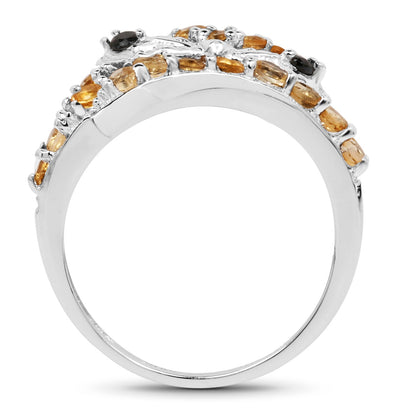 1.00 Carat Genuine Citrine & Black Spinel .925 Sterling Silver Ring Bids.com