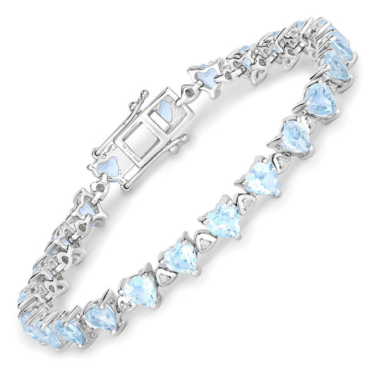 11.62 Carat Genuine Blue Topaz and White Diamond .925 Sterling Silver Bracelet Bids.com