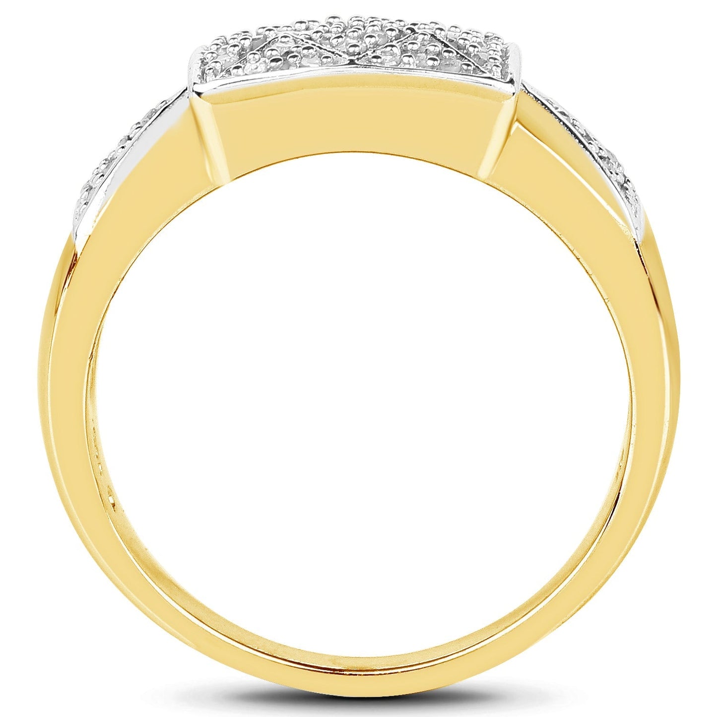 14K Yellow Gold Plated 0.21 Carat Genuine White Diamond .925 Sterling Silver Ring Bids.com