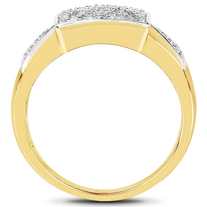 14K Yellow Gold Plated 0.21 Carat Genuine White Diamond .925 Sterling Silver Ring Bids.com