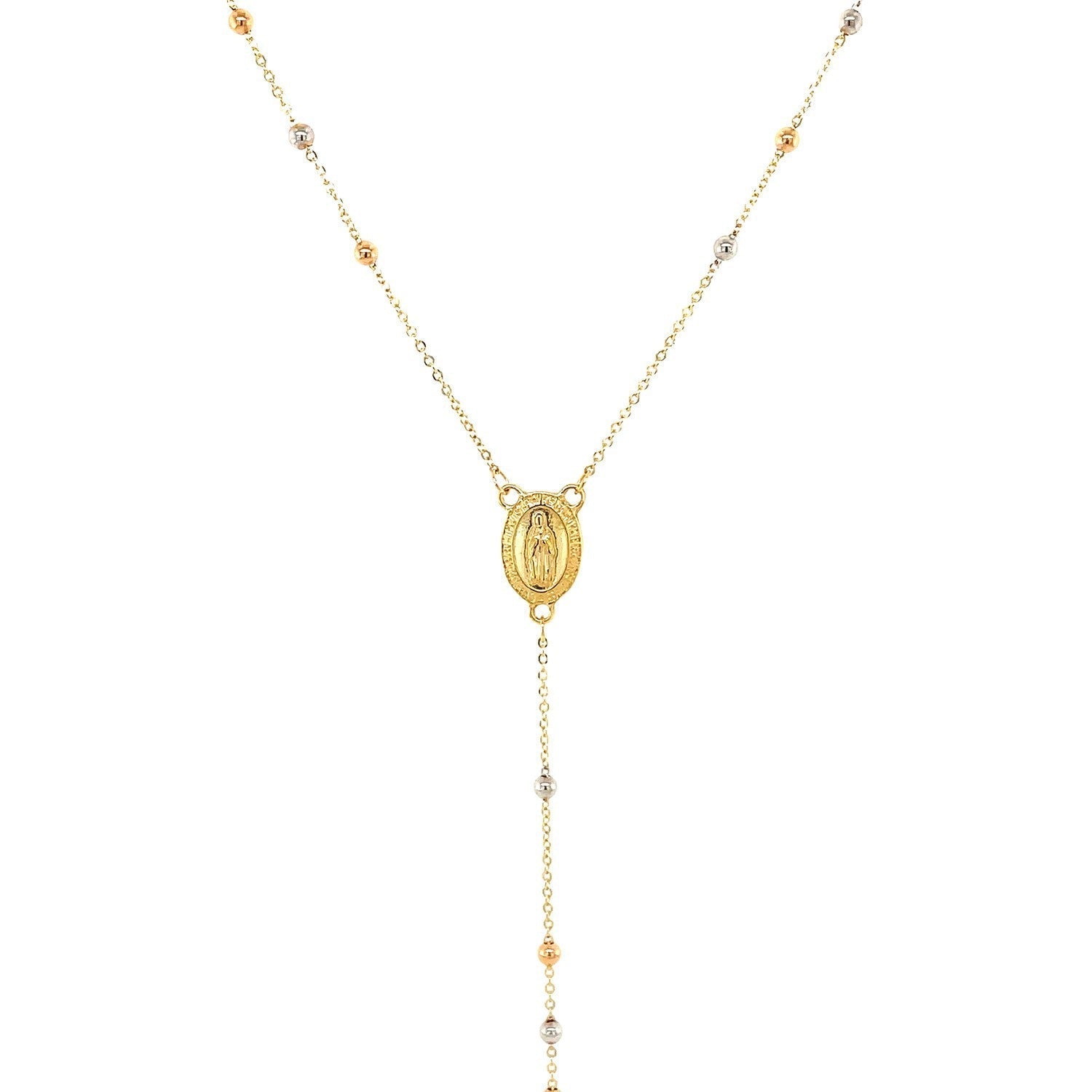 14k Tri Color Gold Lariat Rosary Necklace Bids.com