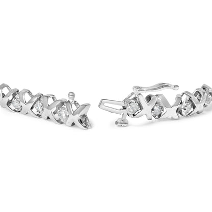 10K White Gold 1 1/2 Cttw Diamond Alternating Diamond and X-Link 7.5" Tennis Bracelet (H-I Color, I2-I3 Clarity) Bids.com