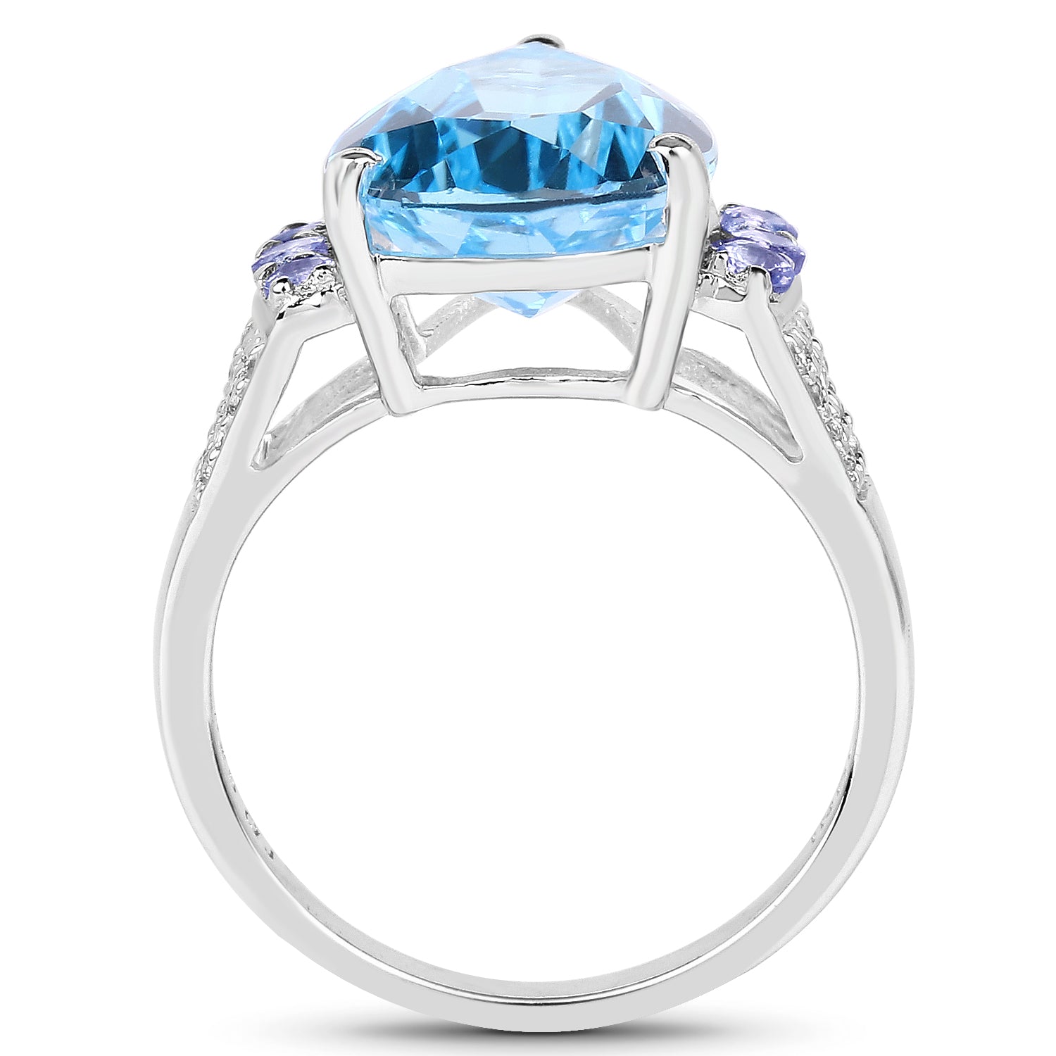 6.86 Carat Genuine Swiss Blue Topaz, Tanzanite & White Topaz .925 Sterling Silver Ring Bids.com
