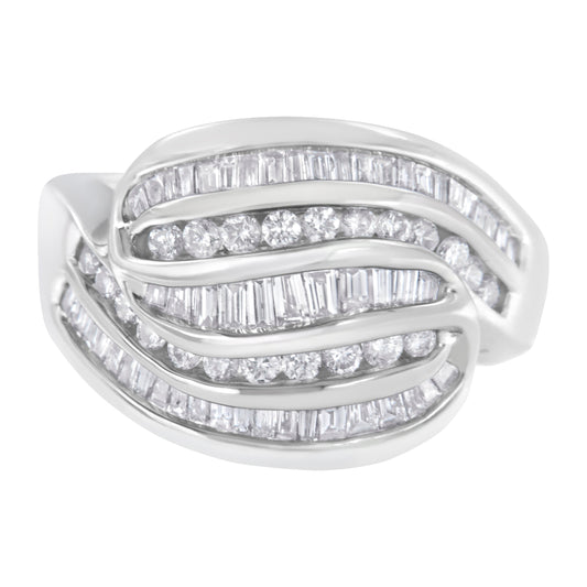 14KT White Gold Diamond Bypass Band Ring (1 cttw, H-I Color, SI1-SI2 Clarity) Bids.com