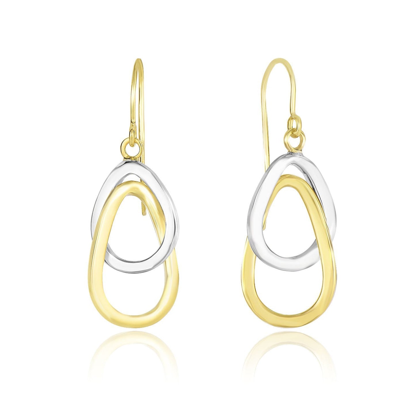 14k Two-Tone Gold Interlaced Open Teardrop Drop Earrings Bids.com